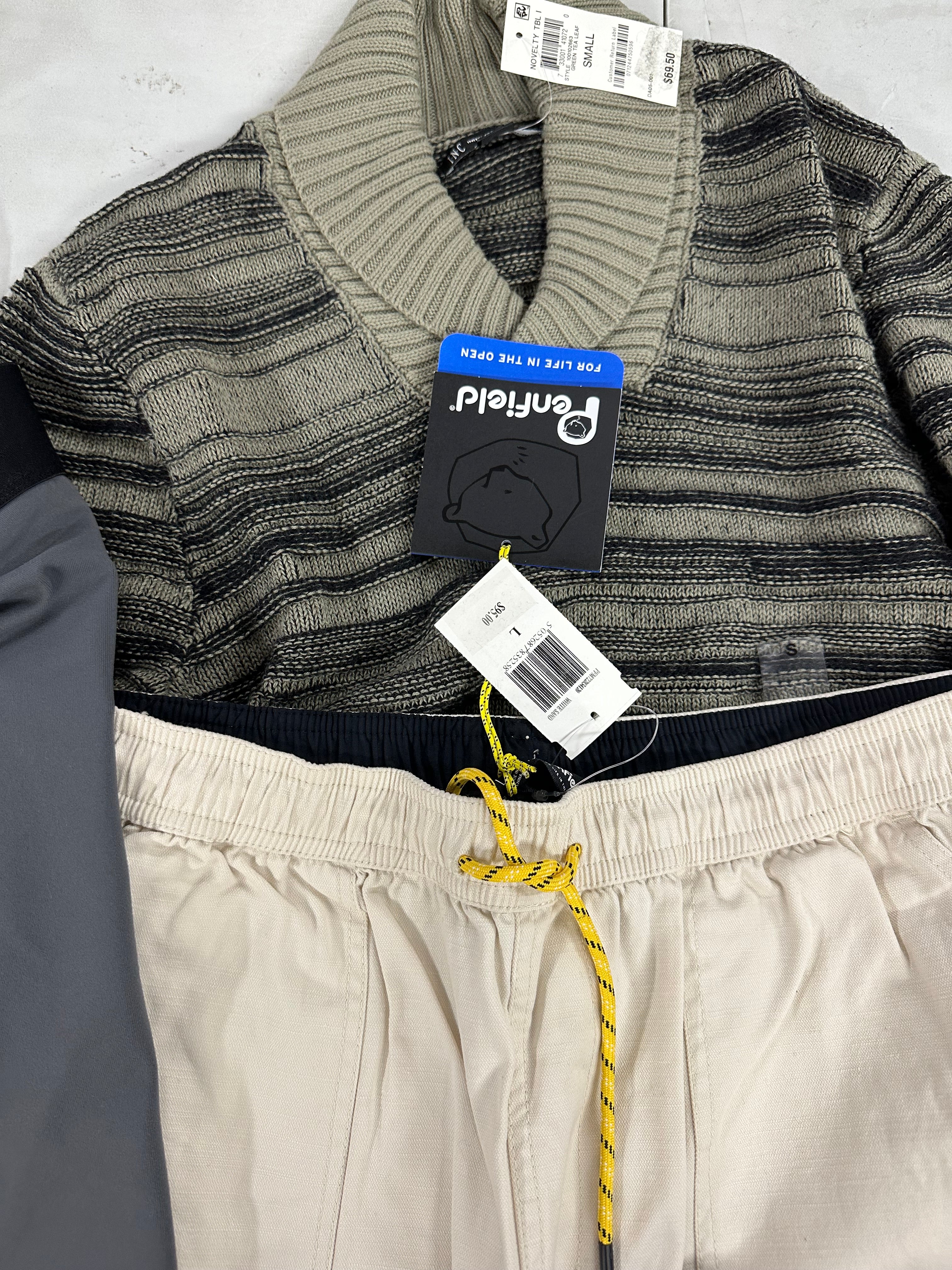 Men's Clothing Assorted Wholesale Lot, ADIDAS, PENFIELD, AMERICAN APPAREL, INC and more, 13 items, Shelf Pulls, MSRP $689