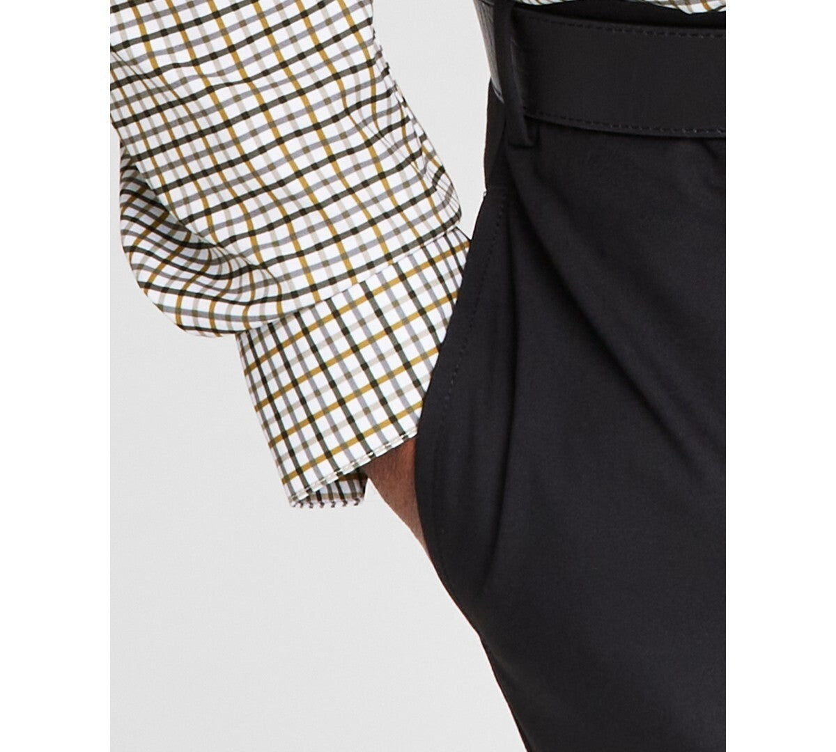 Tayion Collection Men's Slim-Fit Plaid Dress Shirt Brown Size 17/17.5 x 32/33