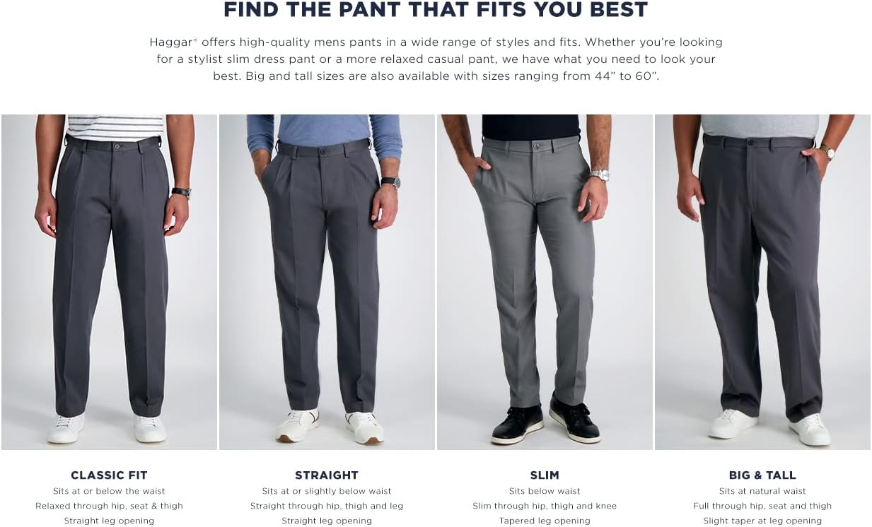 J.M. Haggar Men's Classic Fit Flat Front Dress Pant, Navy, 32W x 30L