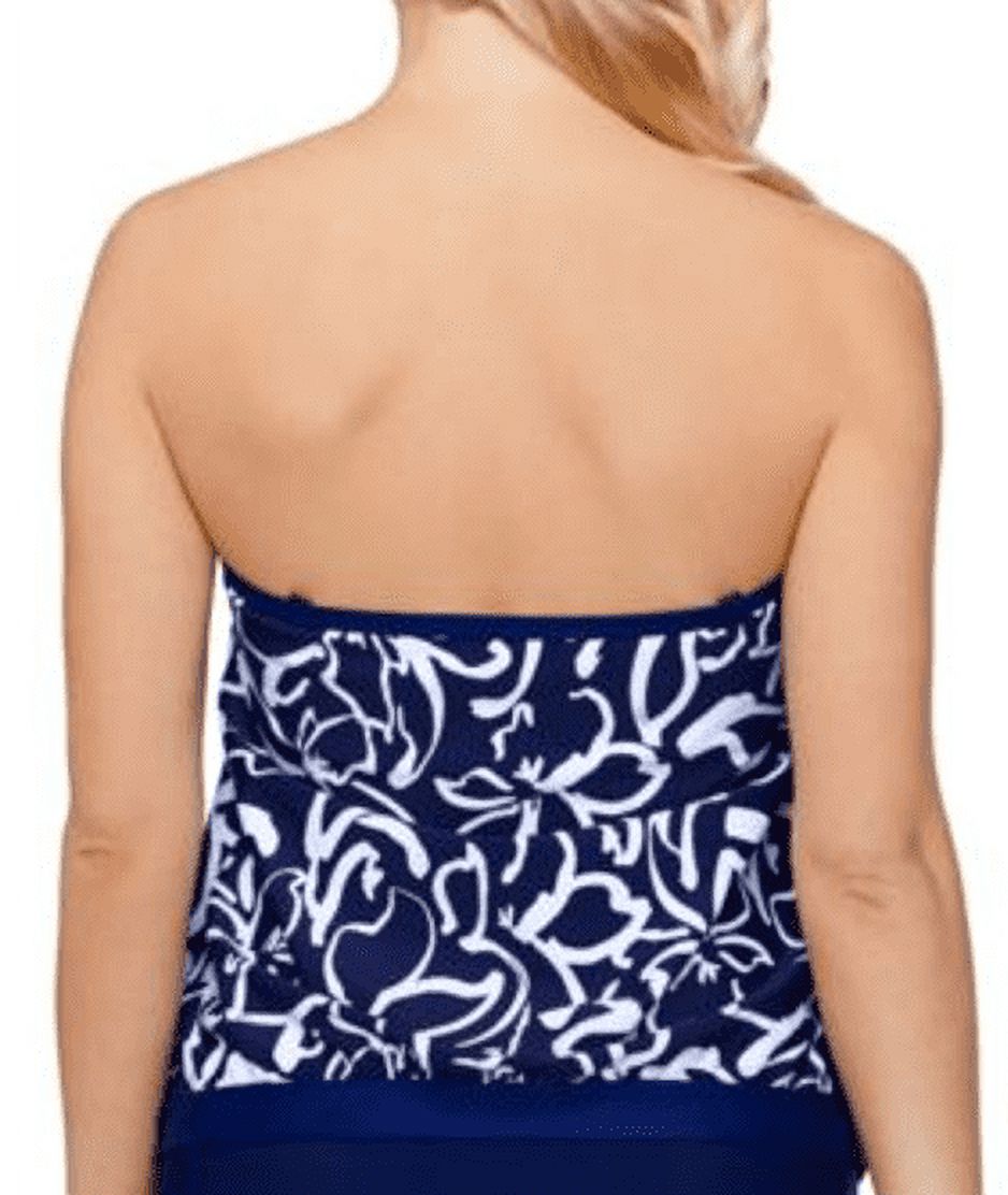 Island Escape Womens Printed Underwire Tankini Swim Top Size 6 Navy Blue