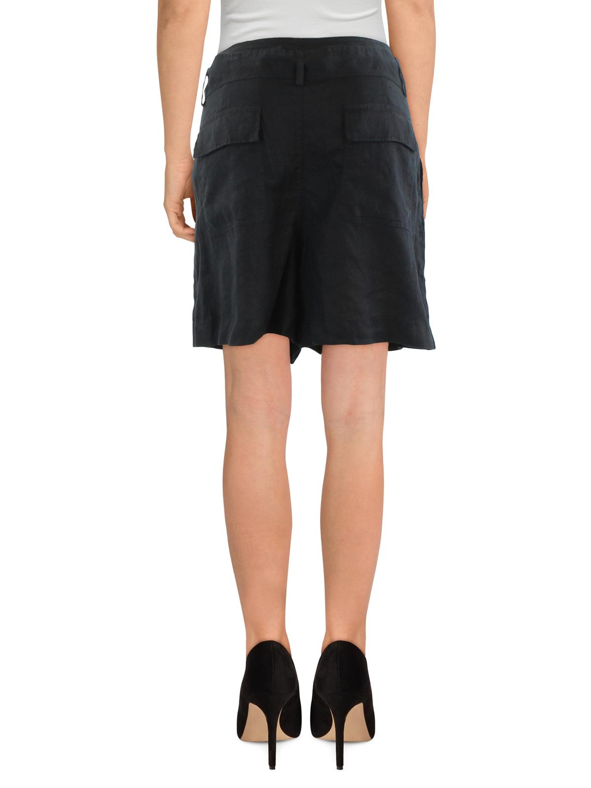 Lauren Ralph Lauren Womens Mini Belted Flat Front Tie-Waist/Belted Black Size 12