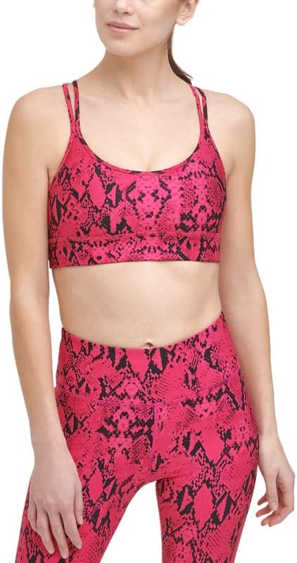DKNY Sport Women's Snake-Embossed Sports Bra Tank Top (Pink, X-Small