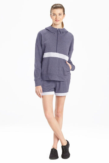 Josie Natori Women's Chi French Terry Active Half-Zip Top Blue Size M MSRP $72