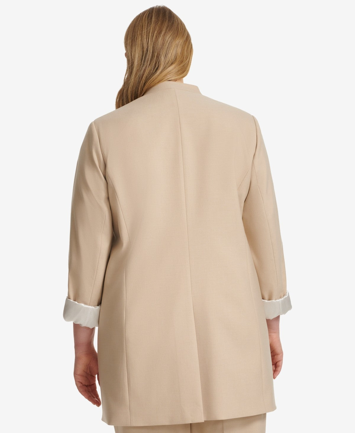 Calvin Klein Plus Size 16W 3/4-Sleeve Open-Front Blazer Beige MSRP $169