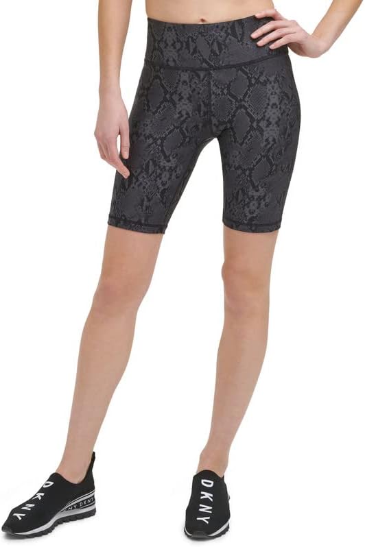 DKNY Sport Women's Snake-Embossed Bike Shorts (Black, Size XS)