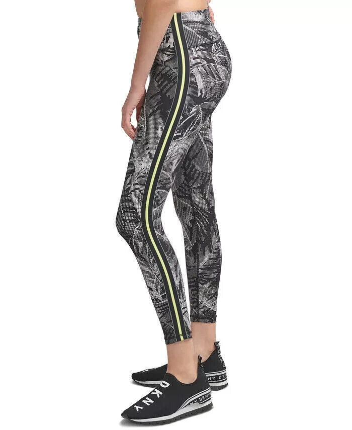 DKNY SPORT Pixel Palm Print High-Waist Leggings Black Size S MSRP $60