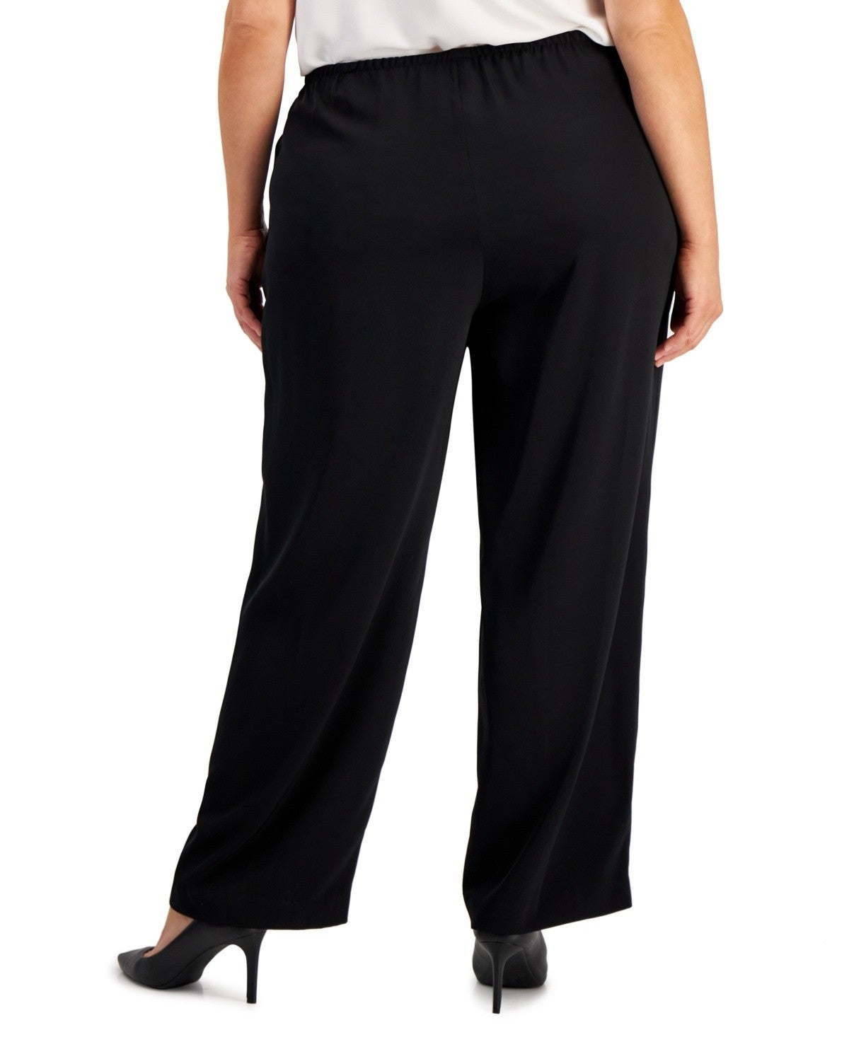 Kasper Plus Size 1X Pull-On Wide-Leg Pants Black $99