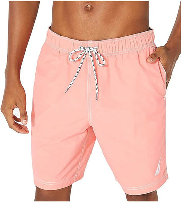 Nautica Men's Standard Full Elastic Solid Swim Trunks Pale Coral Size 2XL