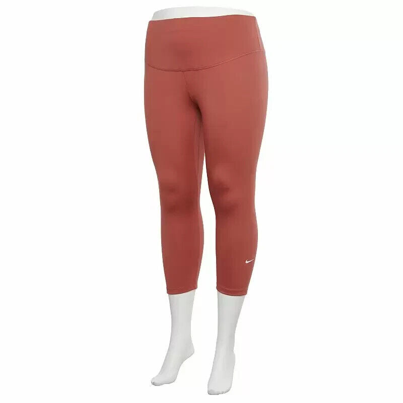 NIKE One Plus Size Cropped Leggings Brick Brown Size 3X MSRP $50