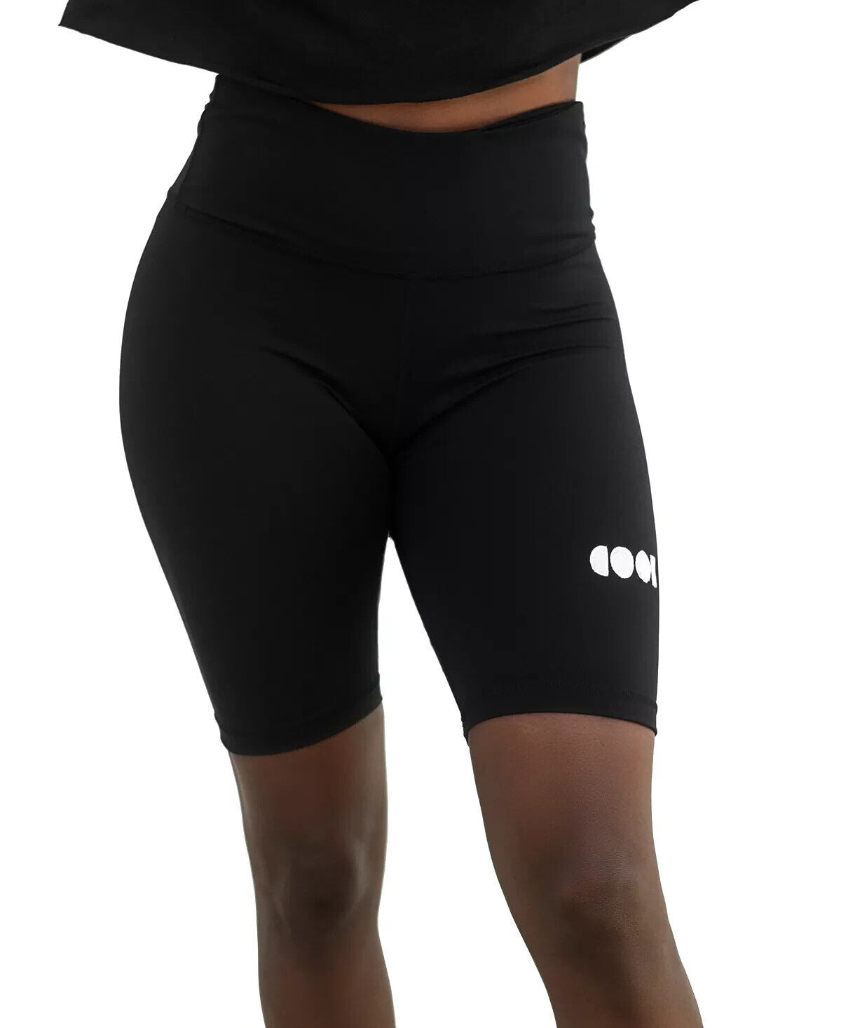COOL CREATIVE Solid High-Waist Biker Shorts Black Size L MSRP $98