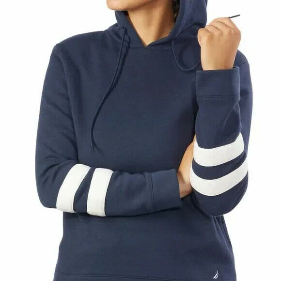 Nautica Womens Lightweight Pullover Sweatshirt Hoodie (Size M, Navy)