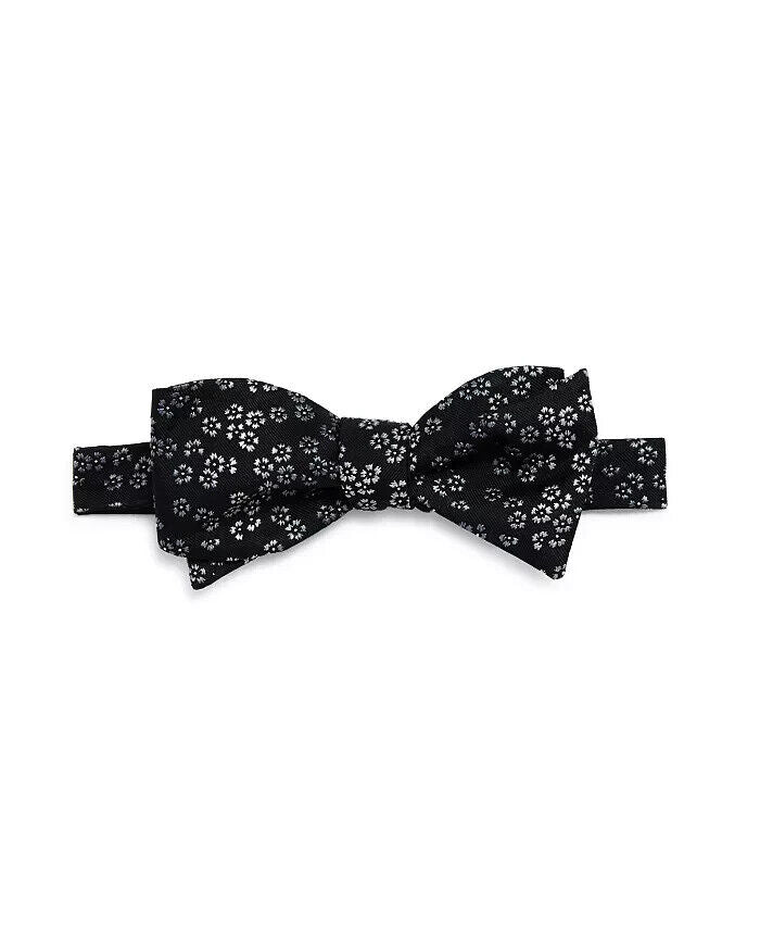The Men's Store at Bloomingdale's Tossed Floral Bow Tie Black Silver MSRP $59