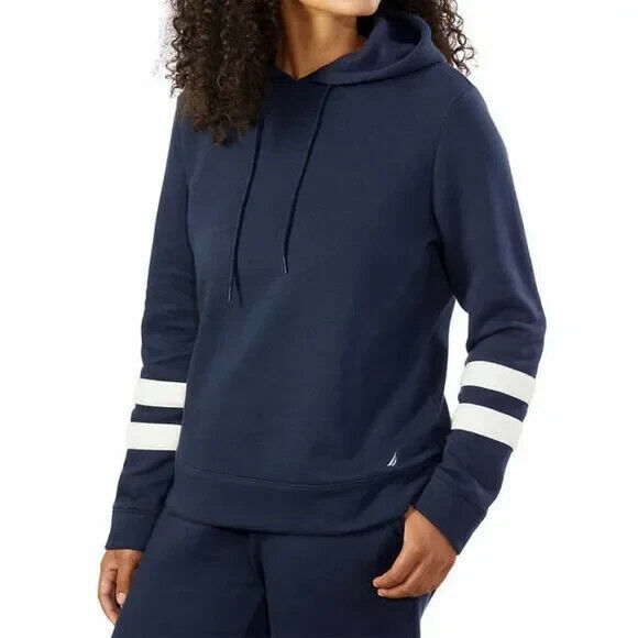 Nautica Womens Lightweight Pullover Sweatshirt Hoodie (Size XS, Navy)