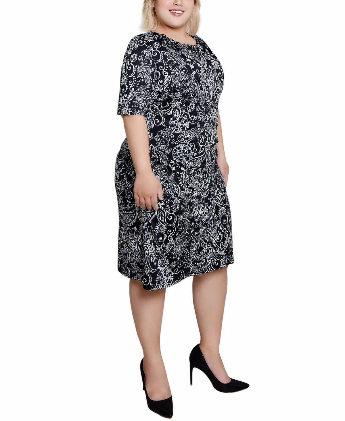 Ny Collection Womens Side Pleat Jersey Knit Dress Night Historic Size 2X