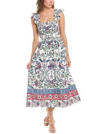 Anne Klein womens Smocked Midi Dress, Size L