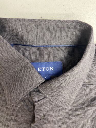 Eton Slim-Fit Jersey Knit Shirt Dark Gray Size L MSRP $225