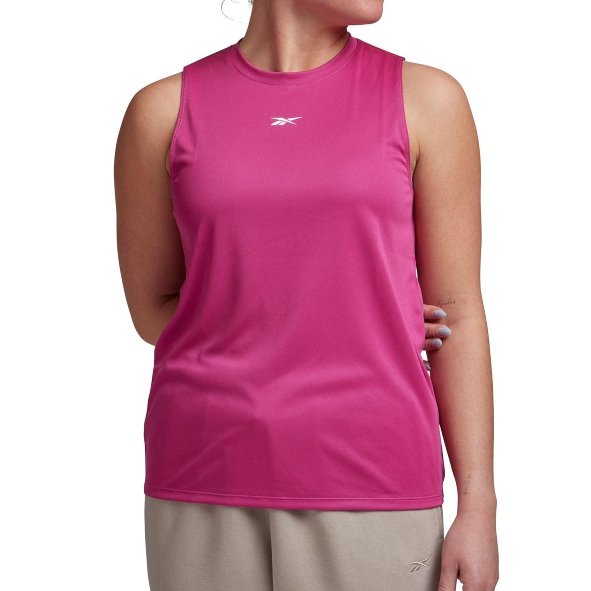 Reebok Womens Identity Performance Muscle Tank Top, Pink, Size L