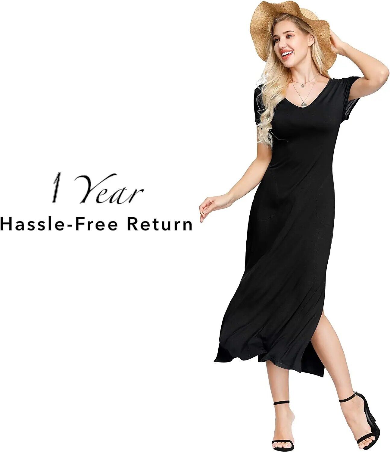 Ink+Ivy Women's T-Shirt Long Pockets Swing Maxi Dress, Black Size XL