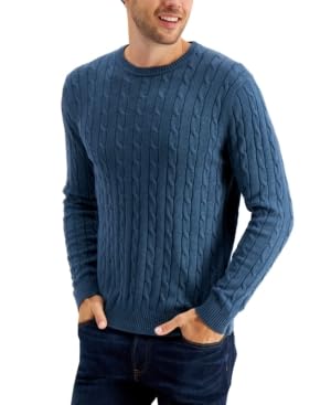 Club Room Men's Cable-Knit Sweater Navy Blue Size Large