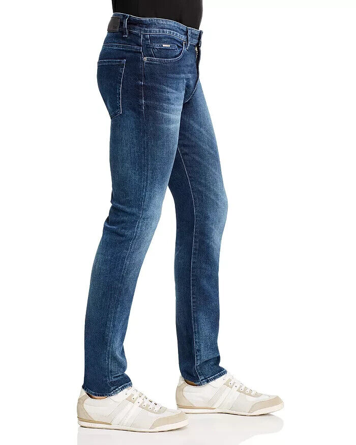 HUGO BOSS MEN'S Delaware3 Slim Fit Jeans Navy Blue Size 40x32 MSRP $178