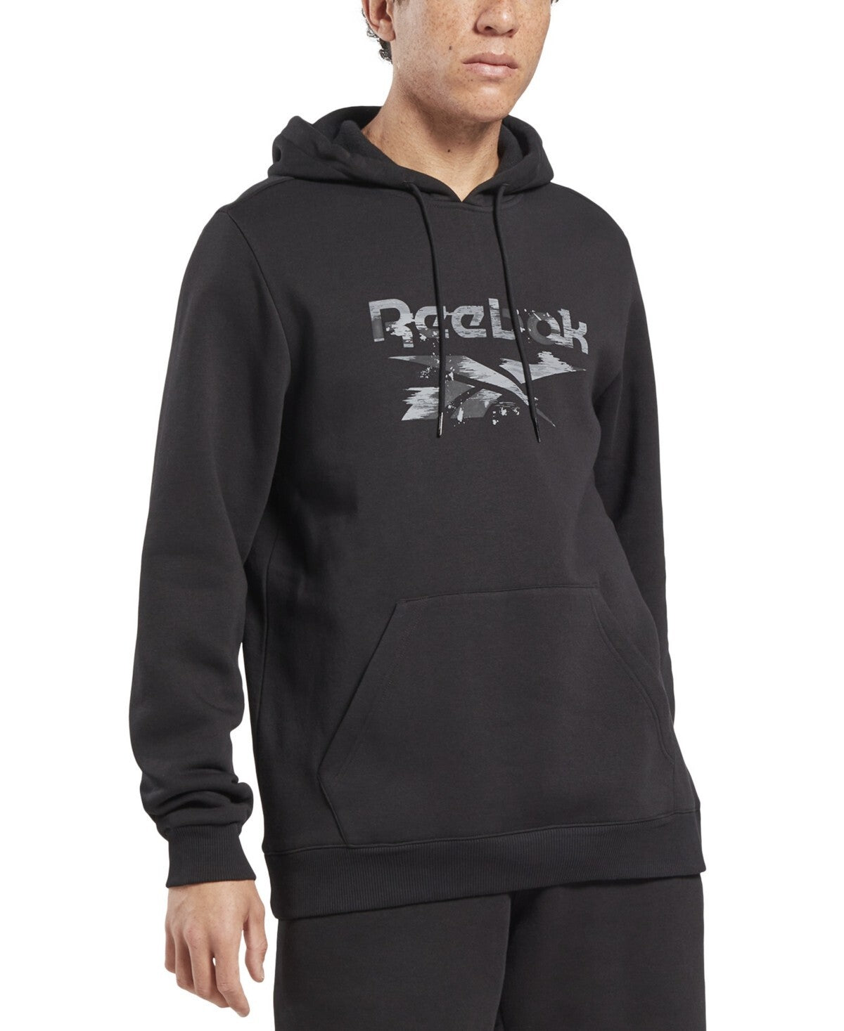 Reebok Men's Camo Logo Graphic Hoodie Black Size L MSRP $60