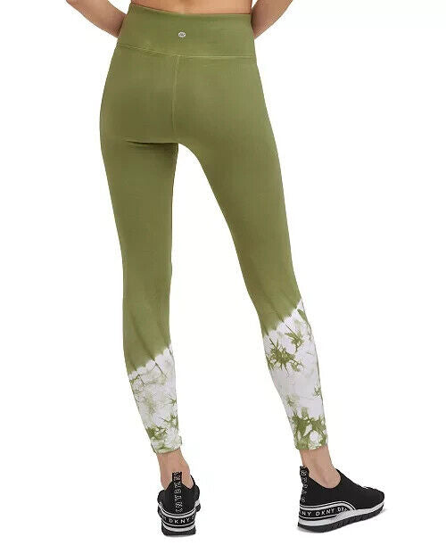 DKNY Sport Womens Tie-Dyed-Hem 7/8 Leggings Green Size S MSRP $60