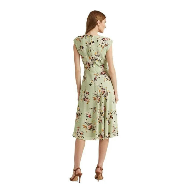 Lauren Ralph Lauren Petite Floral Cap Sleeve Dress Sage Green Size 14P MSRP $145
