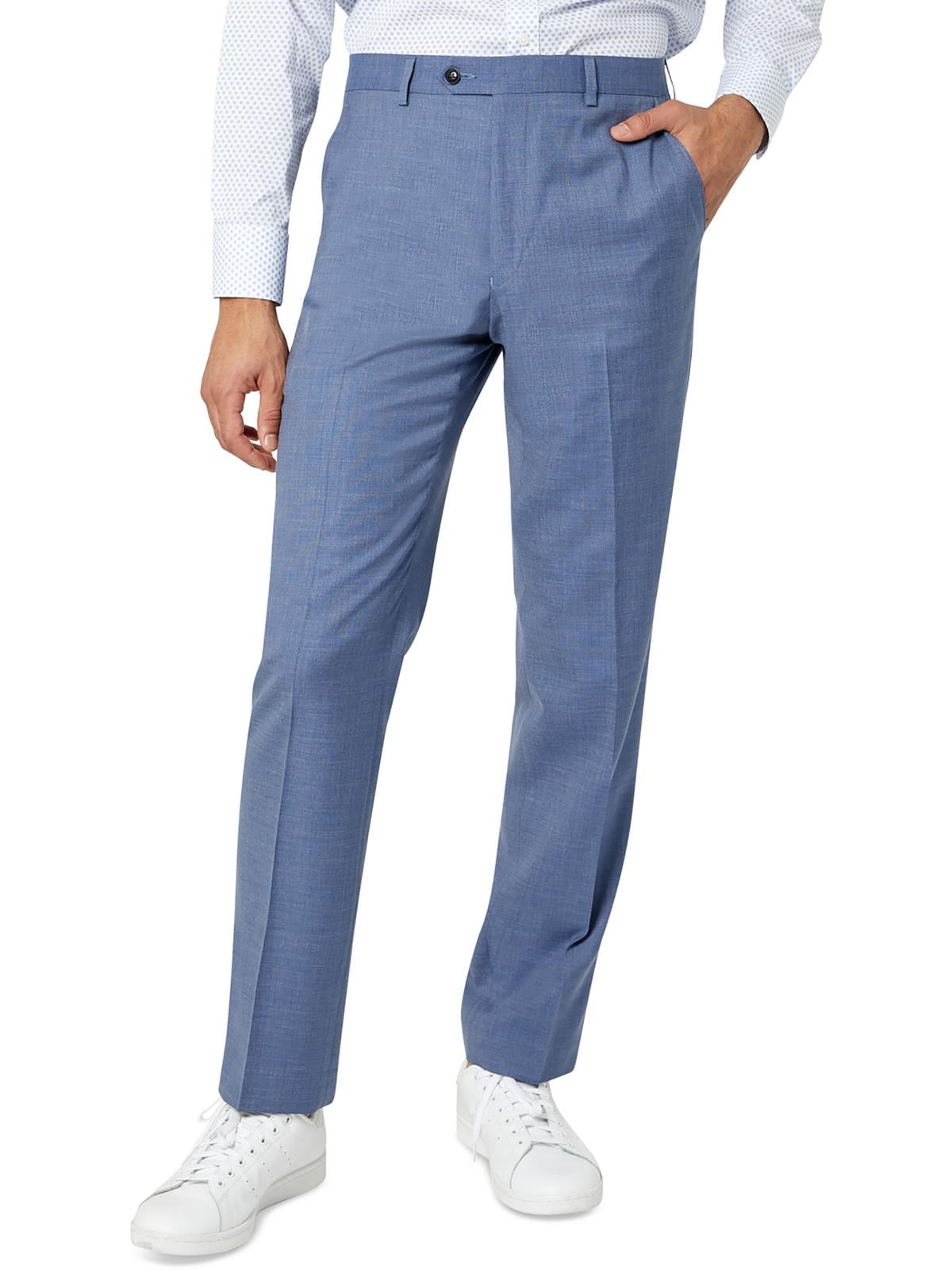 Sean John Mens Classic Fit Flat Front Suit Pants Blue Size 40x30