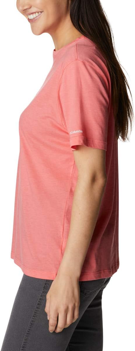 Columbia Women's Bluebird Day Relaxed Crew Neck, Salmon Heathe, Plus 1X