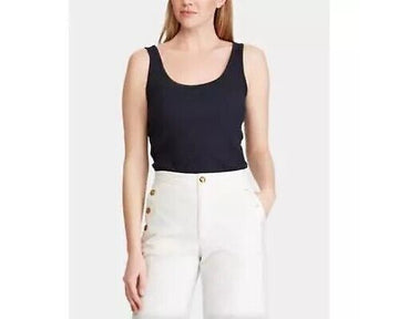 LAUREN Ralph Lauren Cotton-Blend Tank Top (Navy) Women's Sleeveless Size M