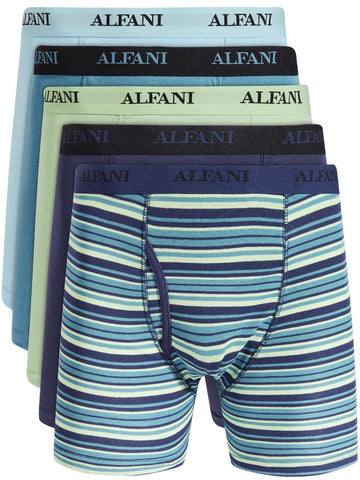 Alfani Mens 5PK Moisture Wicking Boxer Briefs Green Blue Size S