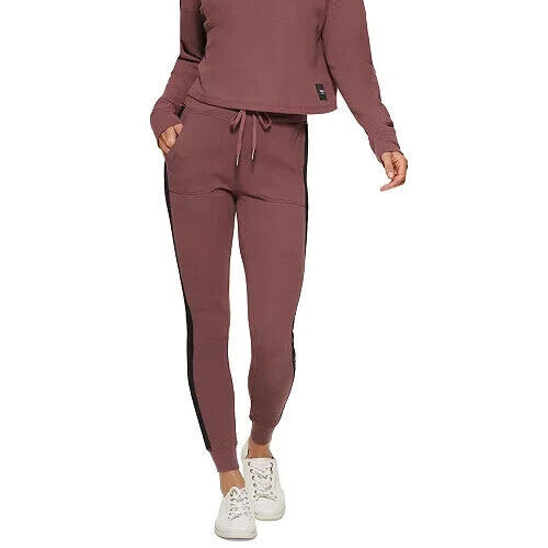 Calvin Klein Womens Logo-Tape Thermal High-Waist Leggings Purple Size L MSRP $60