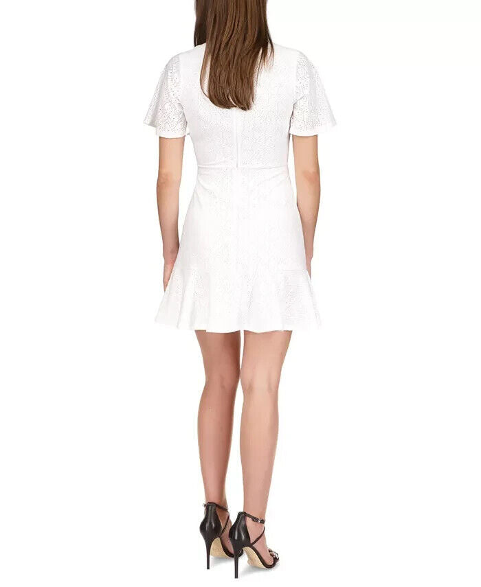 MICHAEL MICHAEL KORS Petite Smocked Eyelet-Embroidered Dress Size PXL MSRP $155
