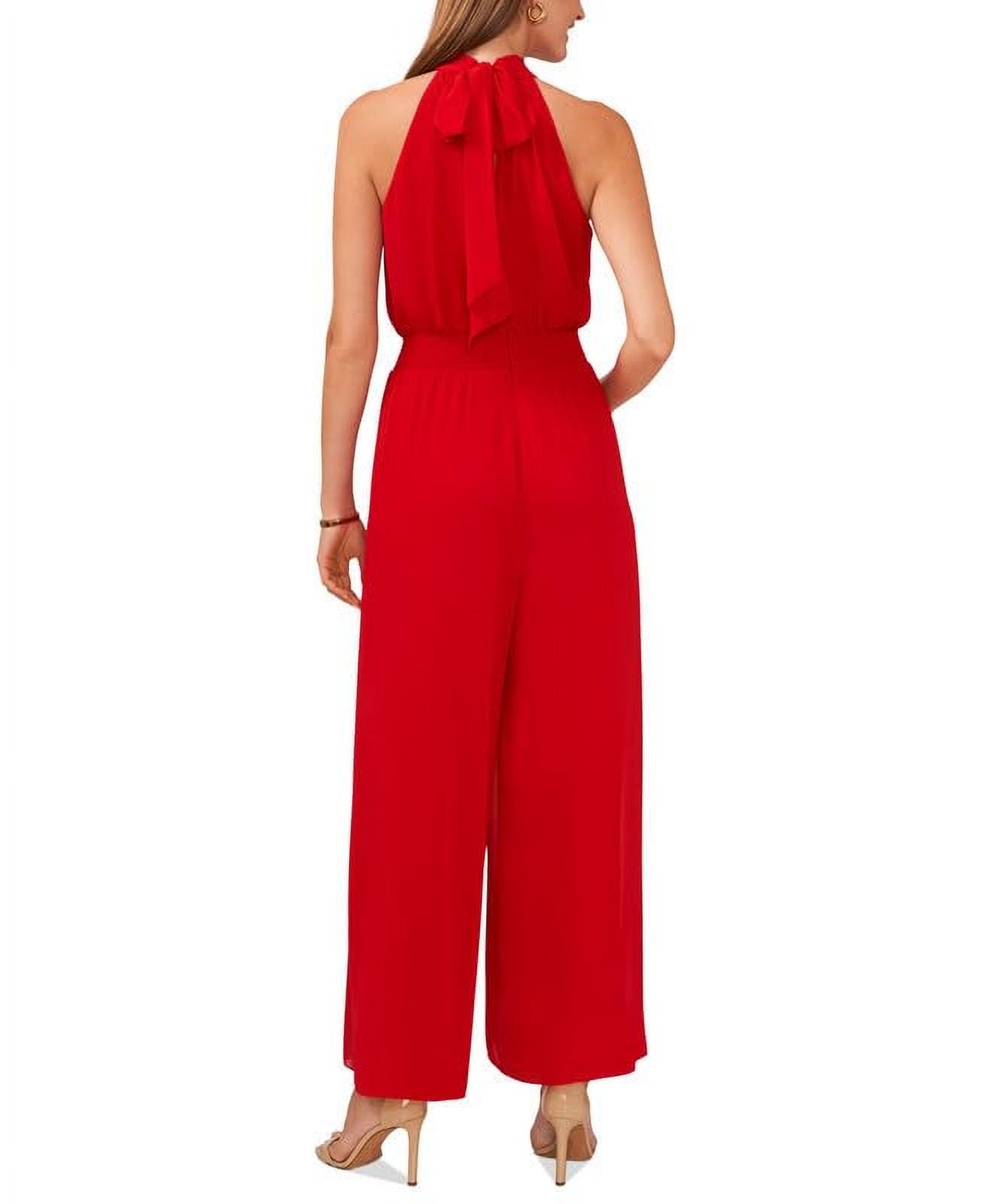 Vince Camuto Women's Halter Tie-Back Wide-Leg Jumpsuit Size XS Ultra Red