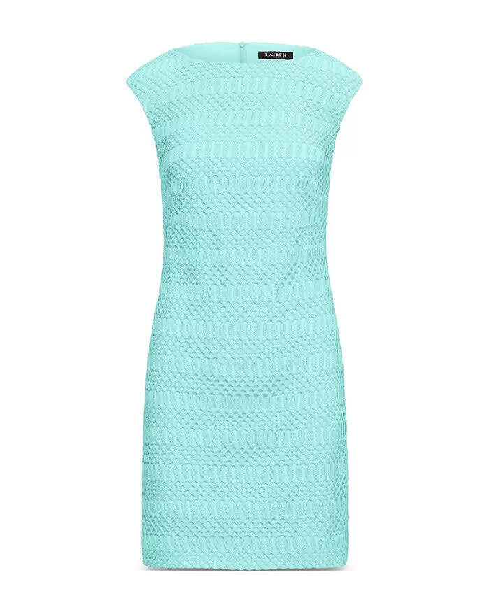 Lauren Ralph Lauren Lattice Lace Cap-Sleeve Dress Blue Size 8 MSRP $155