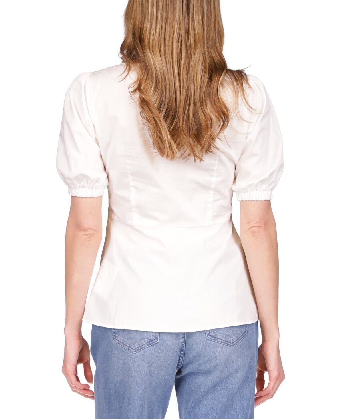 Michael Michael Kors Women Puff Sleeve Ring Cotton Top White Size S MSRP $110