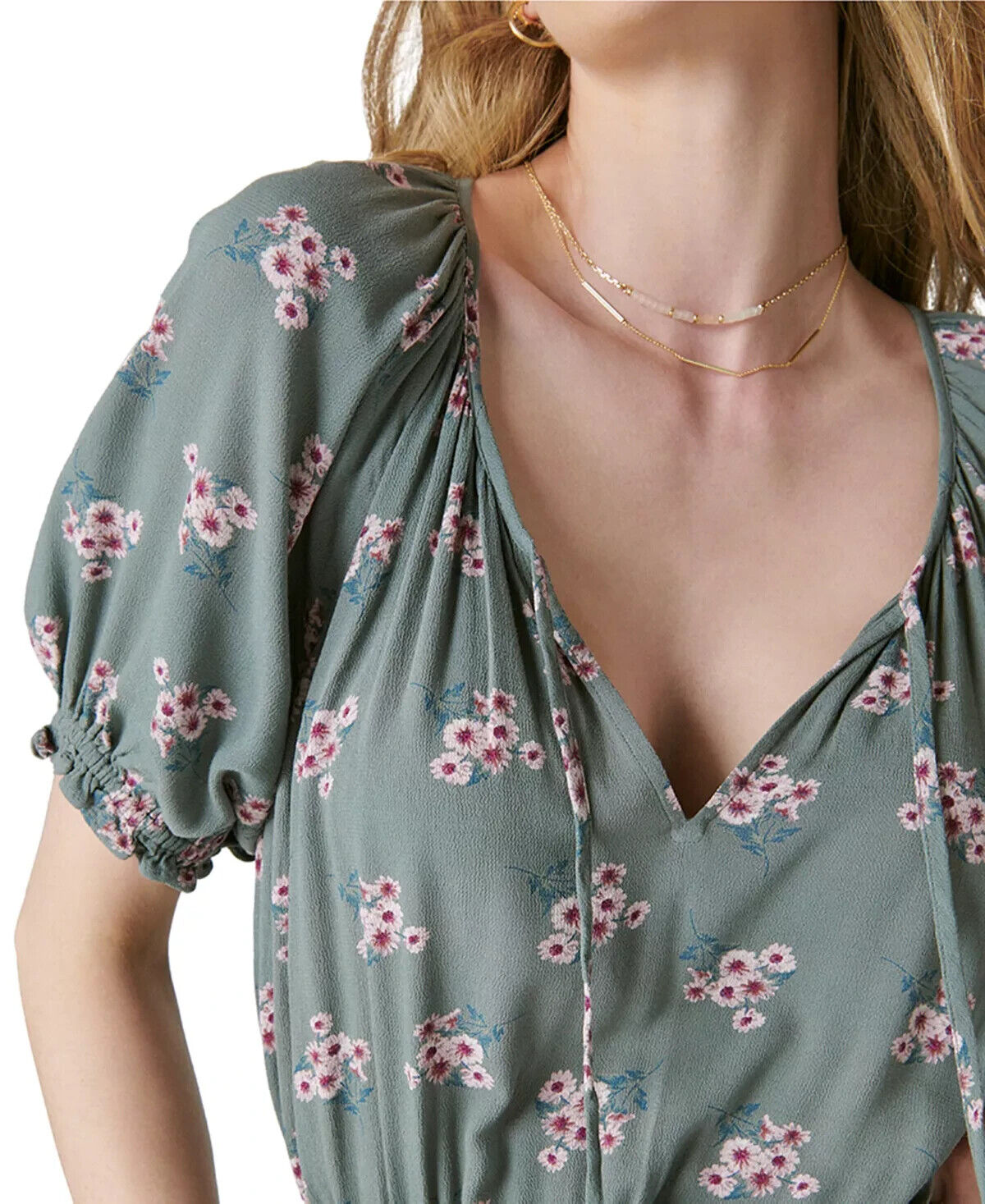 LUCKY BRAND Women Boho Smocked Waist Maxi Dress balsam Green Size XXL MSRP $119