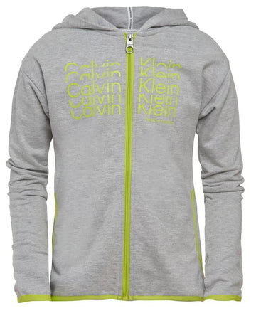 Calvin Klein Performance Big Girls Embossed Logo Hoodie Gray Size L (12/14) $44