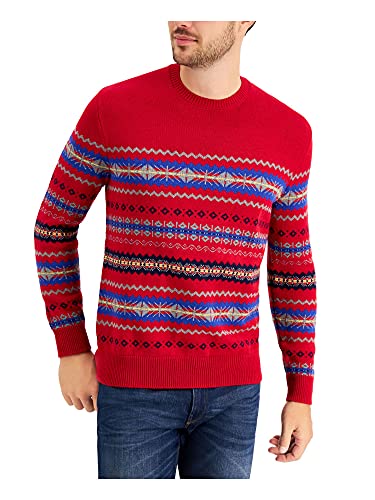 Clubroom Mens Red Fair Isle Crew Neck Sweater Red Size XL