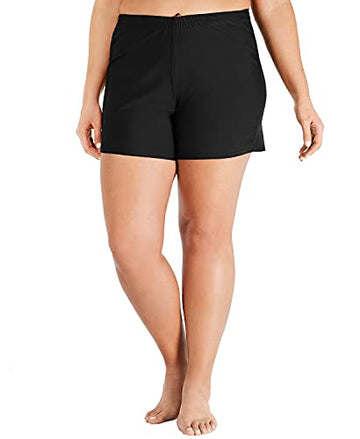 Island Escape Women's Plus Size 16 Slimming Beachwear Swim Shorts Black