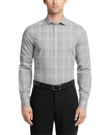 Calvin Klein Men Slim fit Dress Shirt XL Size 17.5 x 34/35 Green Plaid