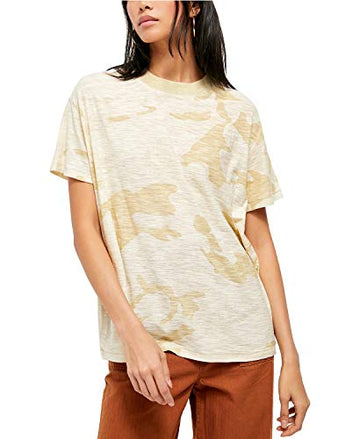 Free People Maybelle T-Shirt Camo Sand Combo Beige Size S