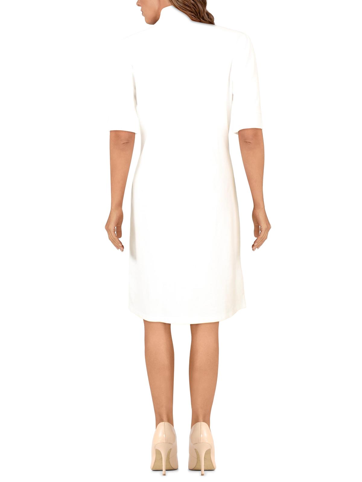 Lauren Ralph Lauren Womens Chase Collared Short Sleeves Shirtdress White Size L