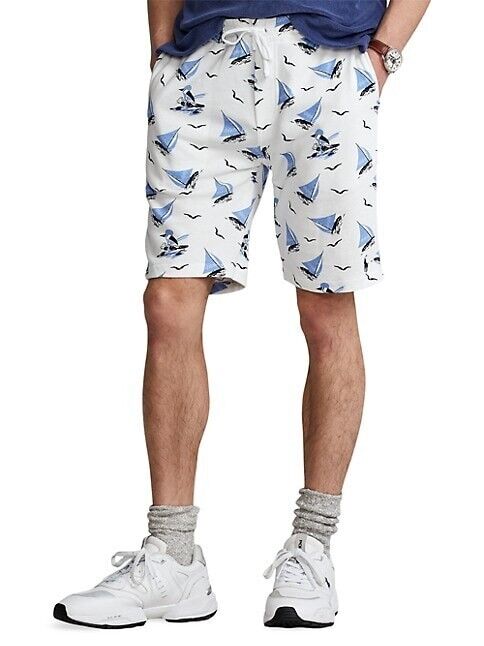 Polo Ralph Lauren Terry Sailboat Athletic Shorts White Size S MSRP $99