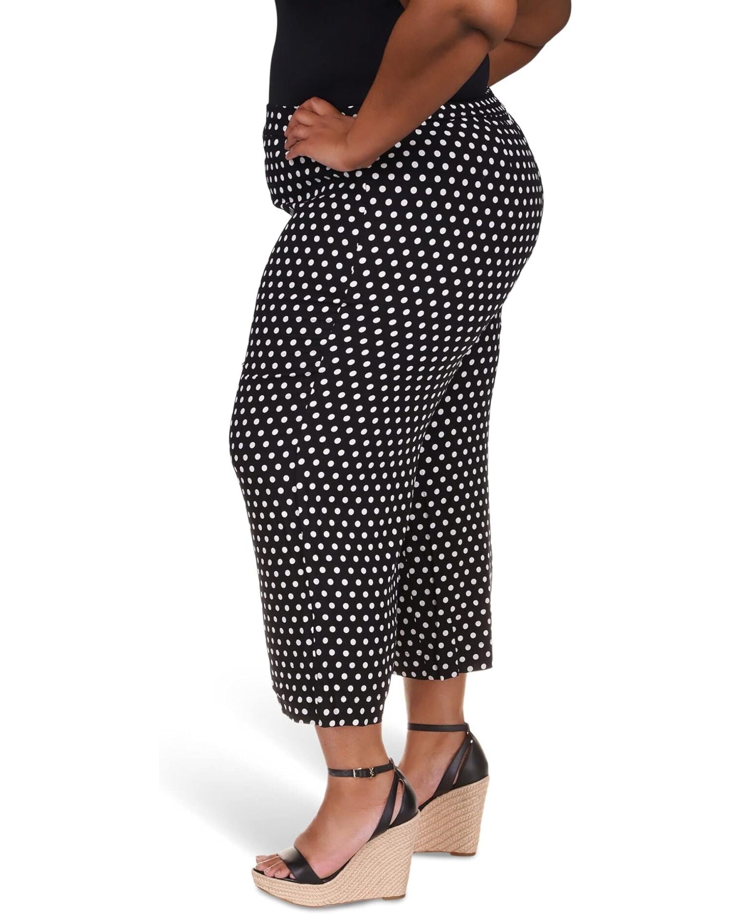 Michael Kors Polka Dot Wide Leg Pants Plus Size 24W Black
