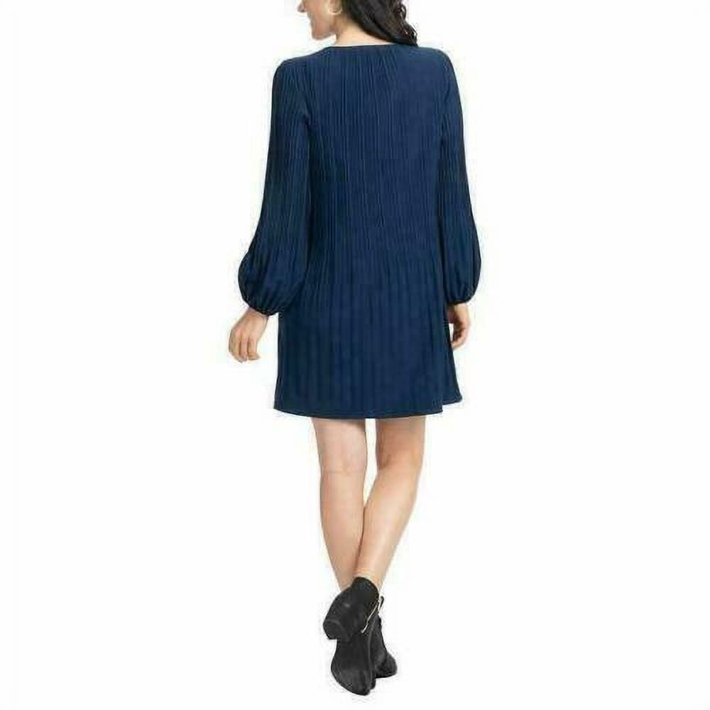 Hilary Radley Women's Pleated Stretch Dress Navy Blue Size L