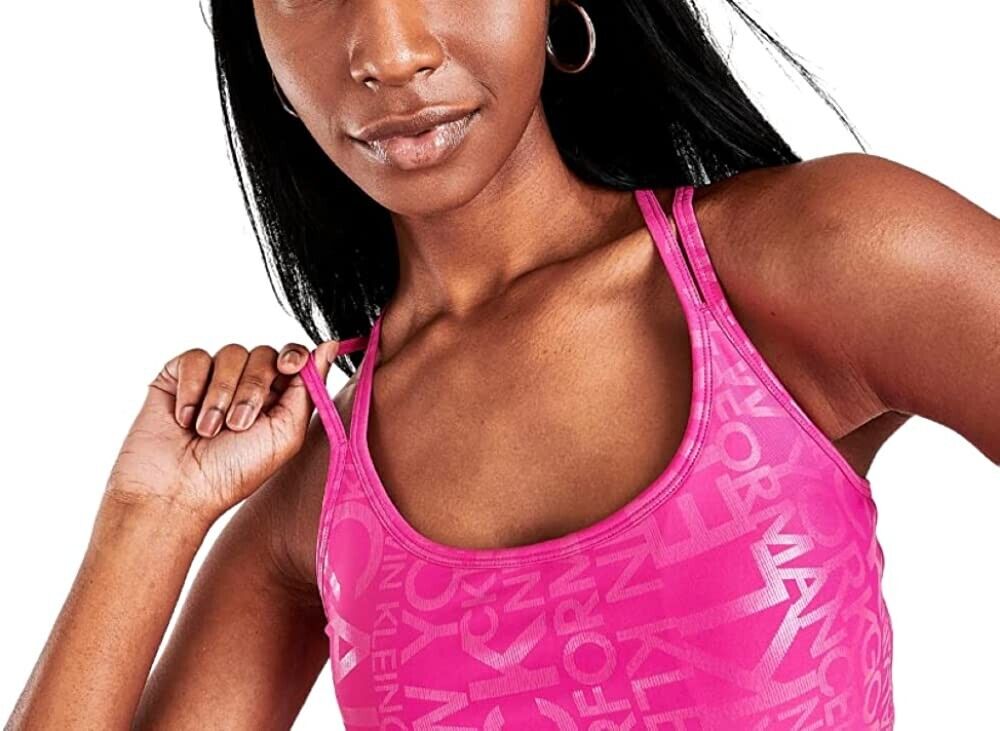 Calvin Klein Womens Printed Strappy Back Tank Top Pink Size S MSRP $50