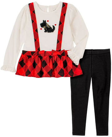 Kids Headquarters Baby Girls Check Skirted Tunic Leggings, 2 Piece Set 6/9M Red