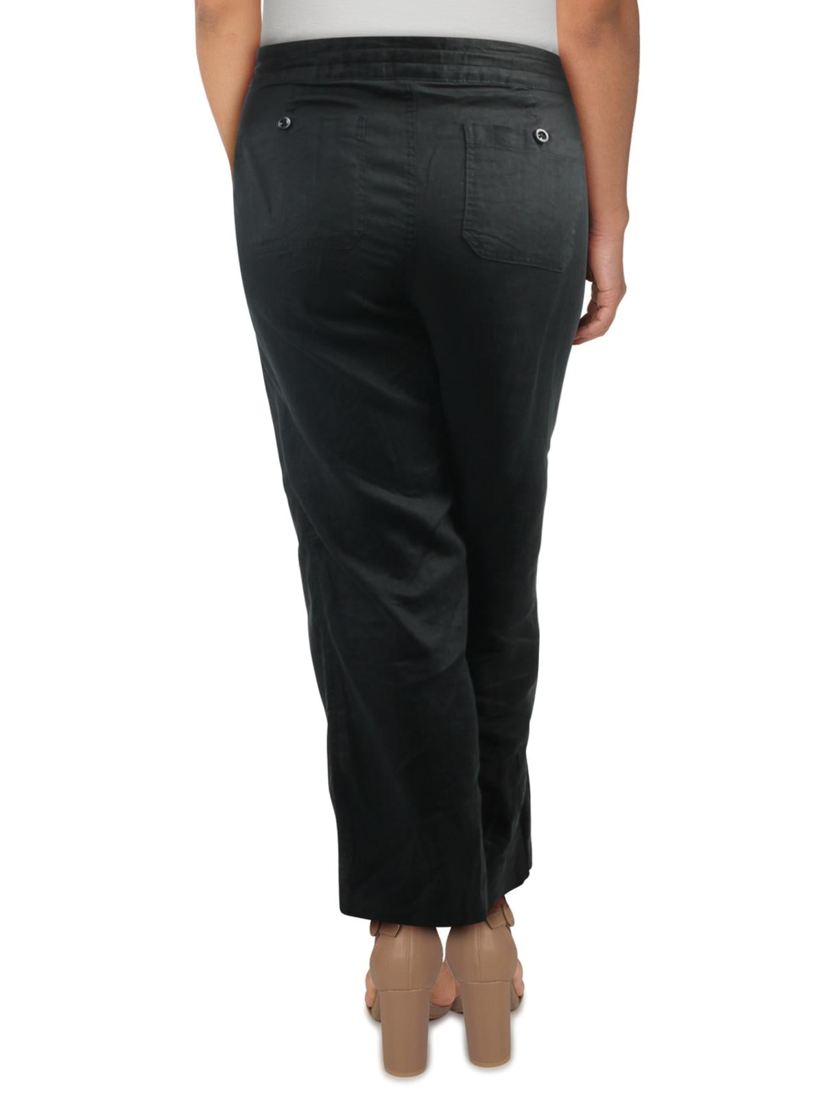 Lauren Ralph Lauren Womens Plus Jovonie Linen Wide Leg Pants Black Size 18W