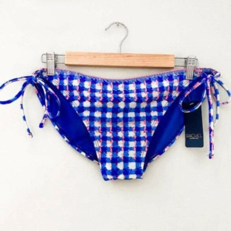 Rachel Roy Bikini Bottom Womens Blue plaid Size XL MSRP $20